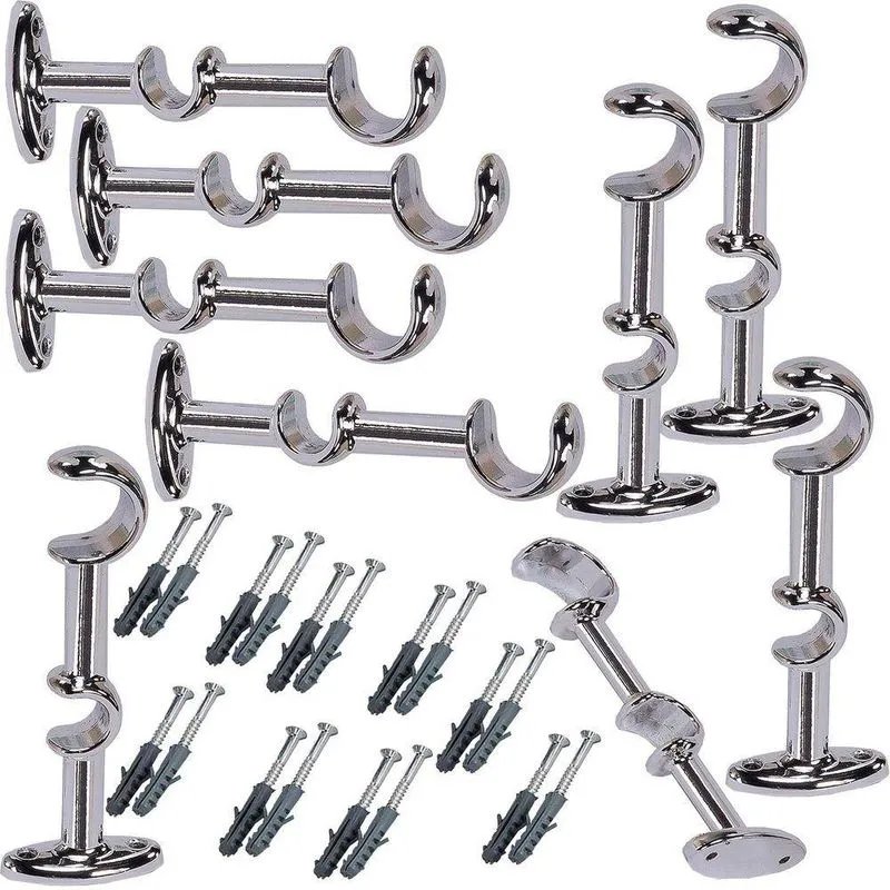 9 Suporte Para Varão De Cortina 28 Mm E 19 Mm Alumínio 16 Cm Cores 20 Cromado