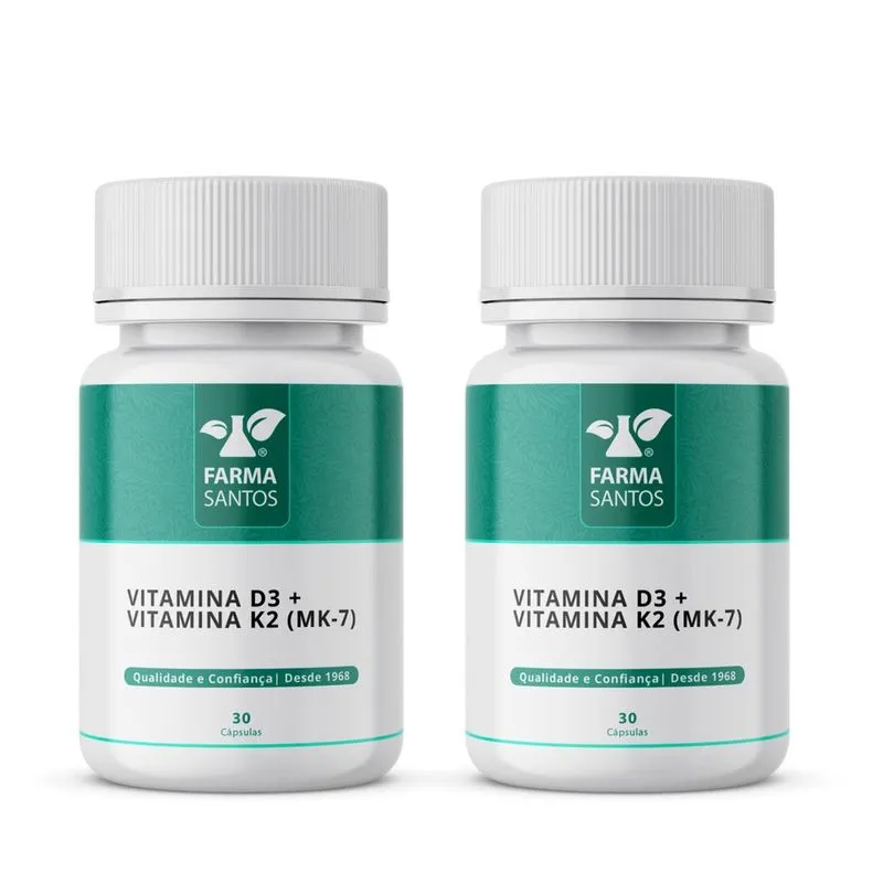 Kit 2 Vit K2mk7 200mcg + Vit D3 10.000 Ui 30