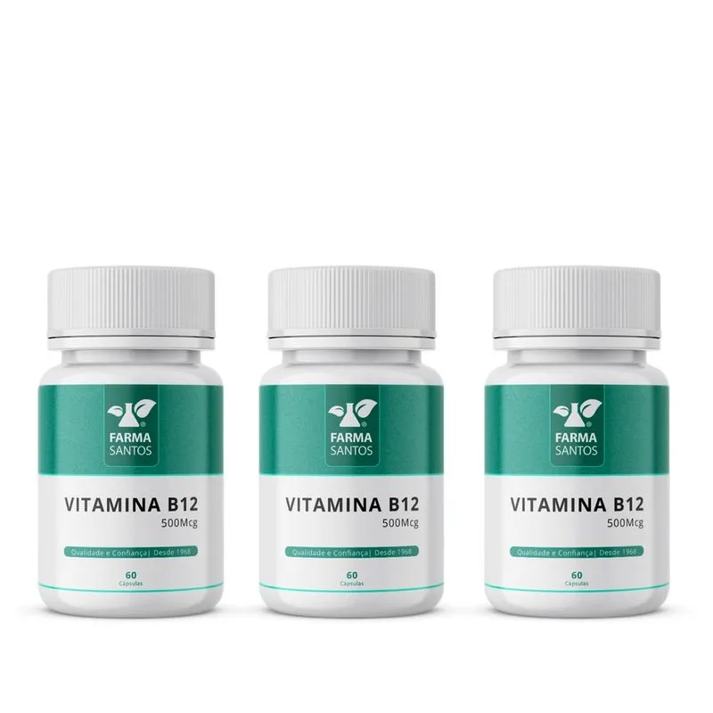 Kit 3 Vitamina B12 500mcg 60 Cápsulas