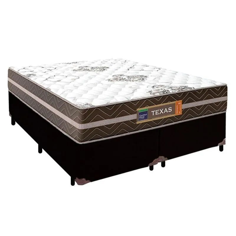 Cama Box Casal Bipartido Sintético + Colchão Molas Ensacadas Texas Prime Colchões 138cm - Suporta Até 120kg Por Pessoa