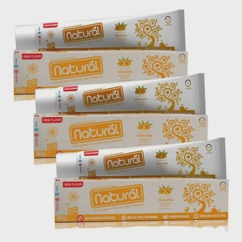 Kit Com 3 Pastas De Dente Suavetex Natural c/ Extratos De Curcuma 80g