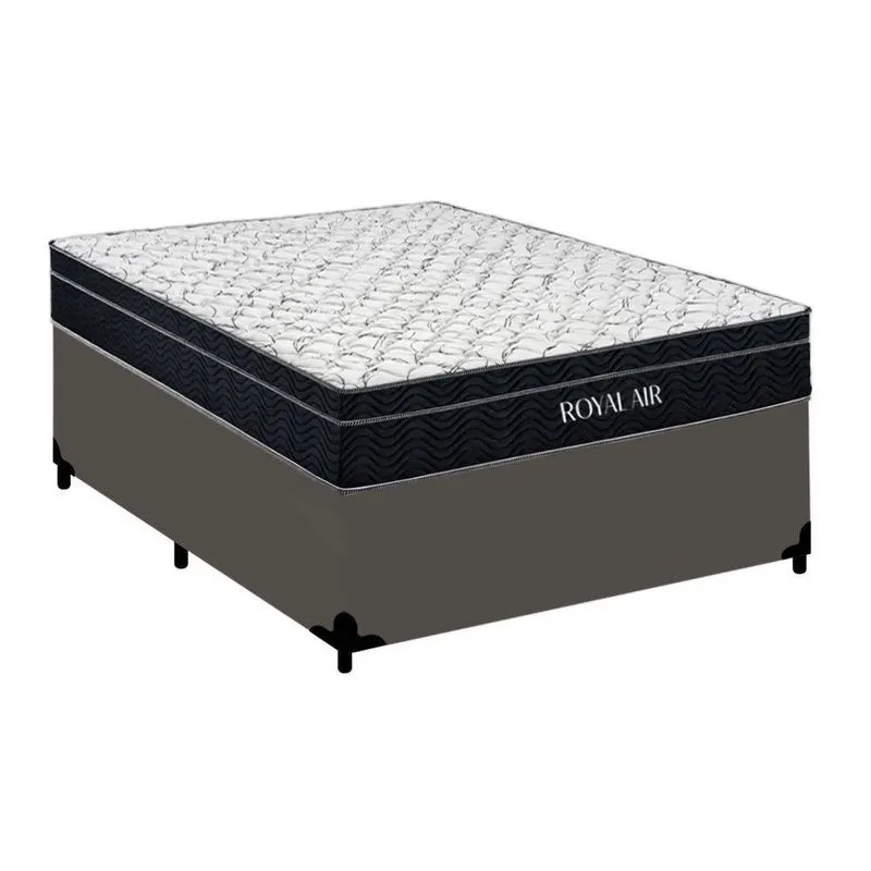Cama Box Casal Royal Air Molas Ensacadas Madeira Cinza Royal