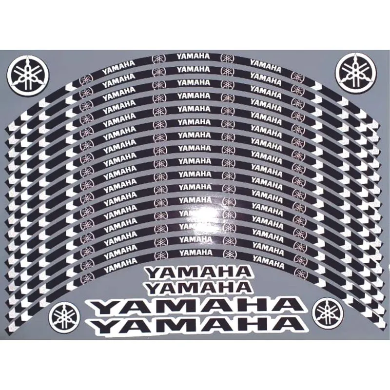 Refletivo Roda Motos Yamaha 22 Adesivos Kit 2 Rodas Preto