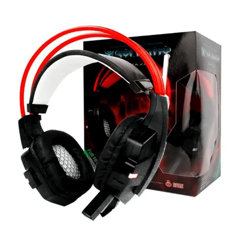 Headset Gamer X-Soldado Headset Vermelho Com Iluminação Led