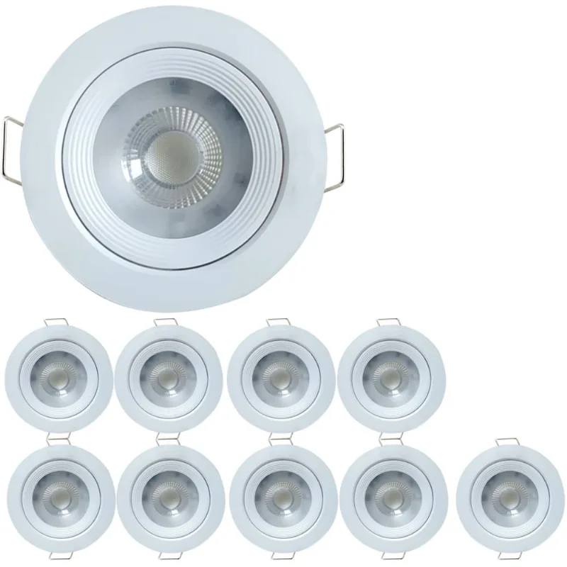 Kit 10 Spot Led Dicroica Embutir Redondo 12W 3000k Par30 Amarelo Luminária Direcional Teto Gesso Casa Loja Sanca