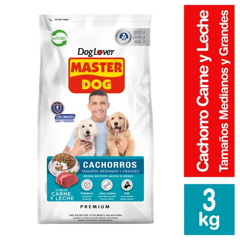 Alimento Perro Cachorro Master Dog Carne y Leche 3 kg