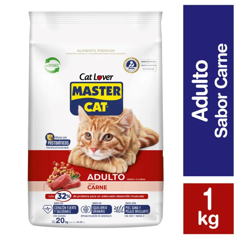 Alimento Gato Adulto Master Cat Carne y Leche 1 kg