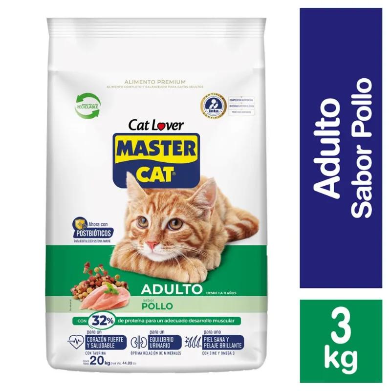 Alimento Gato Adulto Master Cat Pollo, Carne y Leche 3 kg