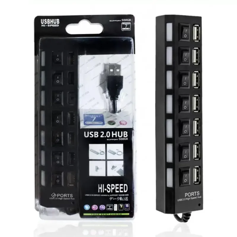 Carregador Hub Usb 7 Portas C/ Chave Seletora 2.0 High Speed - Mafua Info