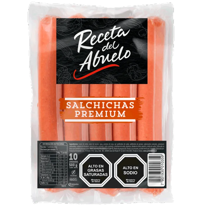 Salchichas Receta del Abuelo Premium 500 g 10 un.