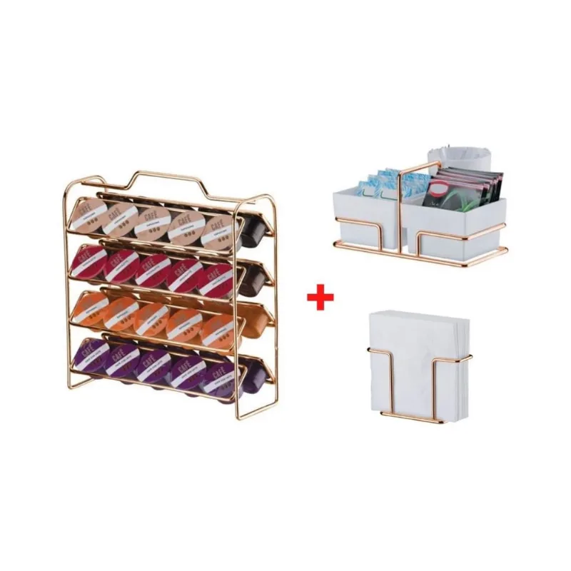 Kit organizadares de sache guardanapos E capsulas rose