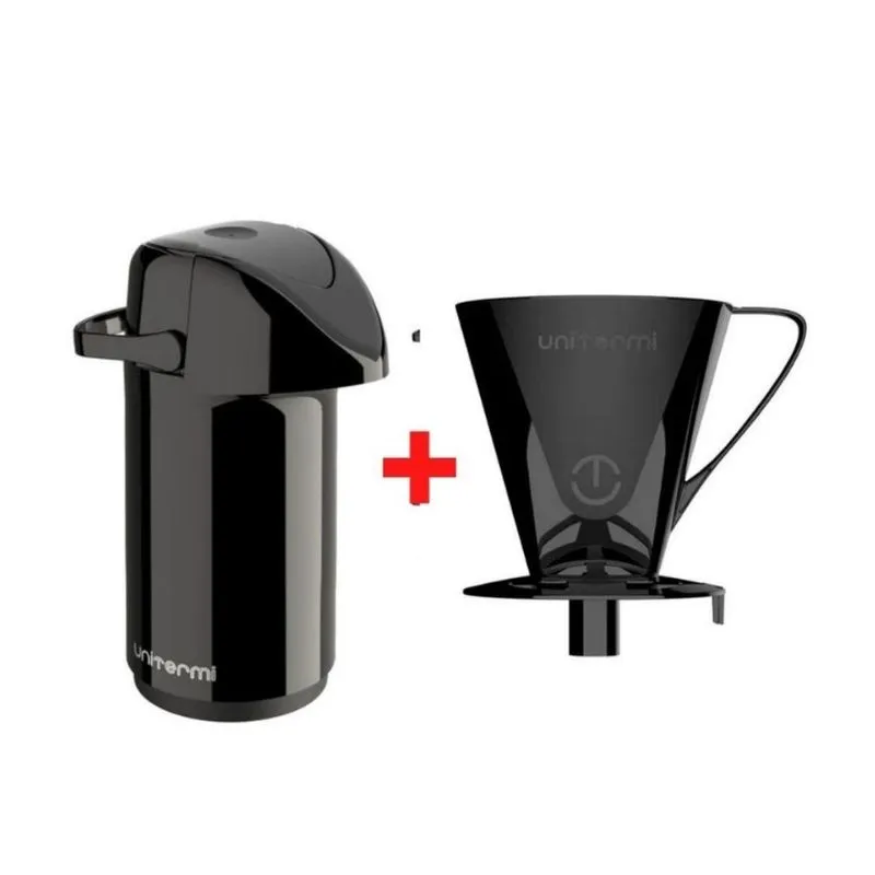 Garrafa termica verona pressao 600ML preta suporte filtro