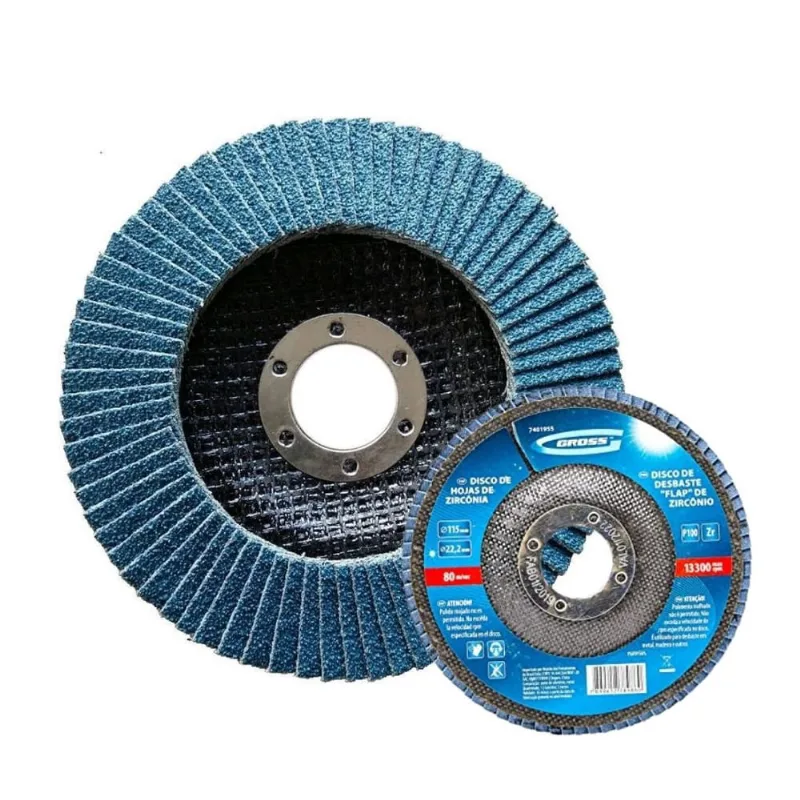 Kit 10 discos desbaste flap de zirconio grao 100 D 115X 22MM