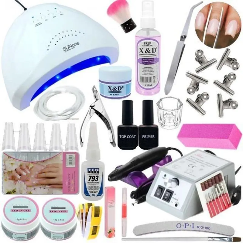 Kit Para Unhas Gel Alongamentos Cabine Lixadeira Mercedes