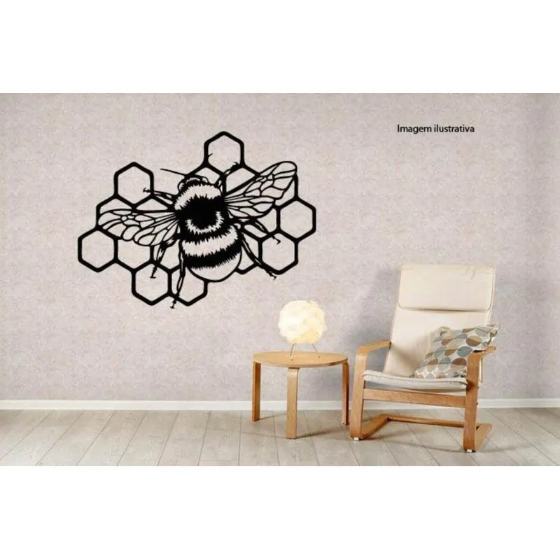 Quadro Abelha Favos de mel Vazado 39x29cm Mdf 3mm Decoração