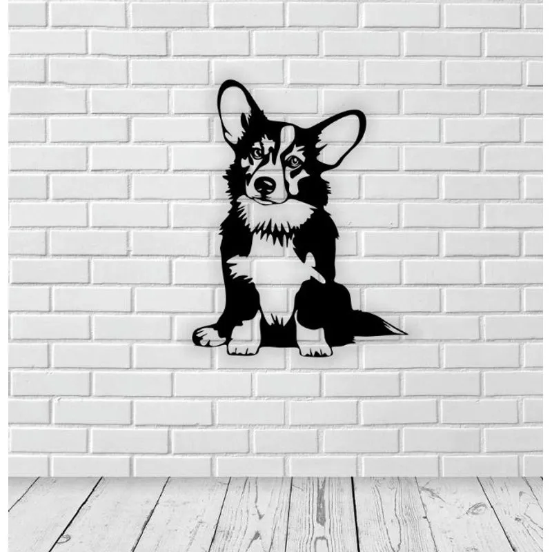 Quadro Cachorro Corgi Vazado 29x19cm Mdf 3mm Decoração