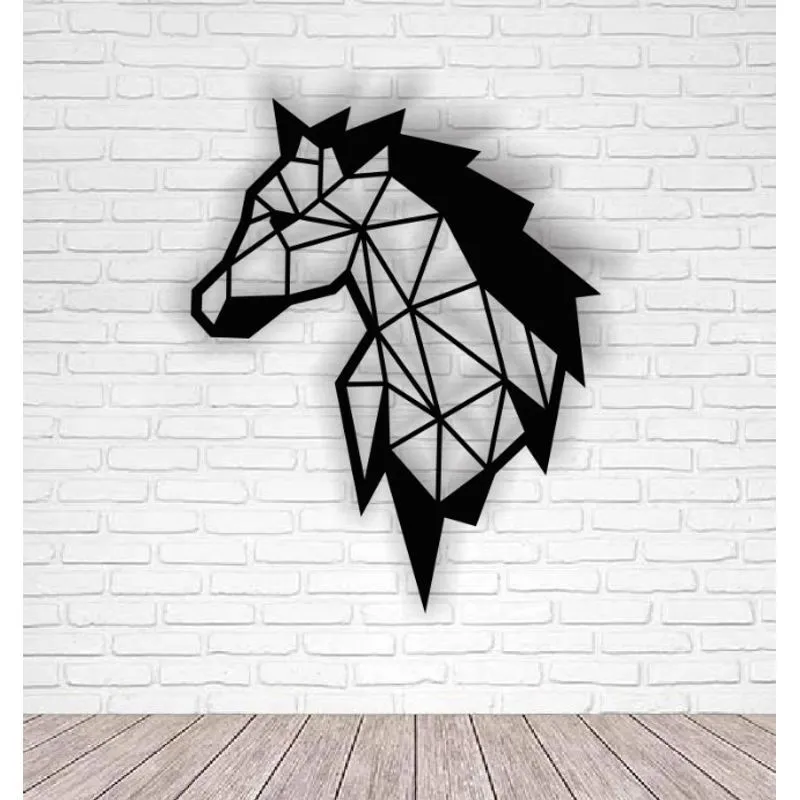 Quadro Cavalo Geométrico Vazado 39x29cm Mdf 3mm Decoração