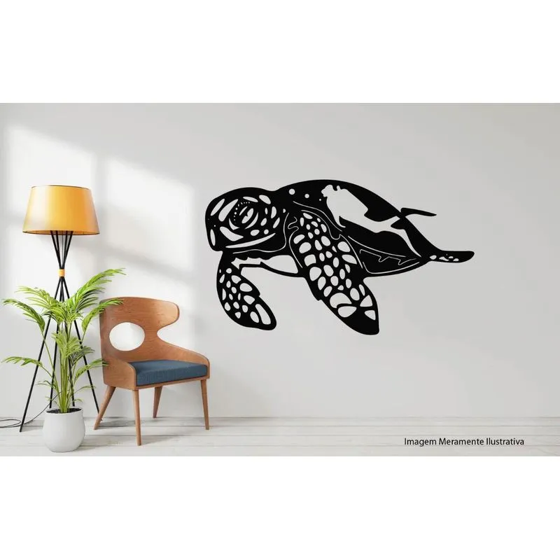 Quadro Tartaruga 41x24 Decorativo Vazado Hotel Casa MDF 3mm