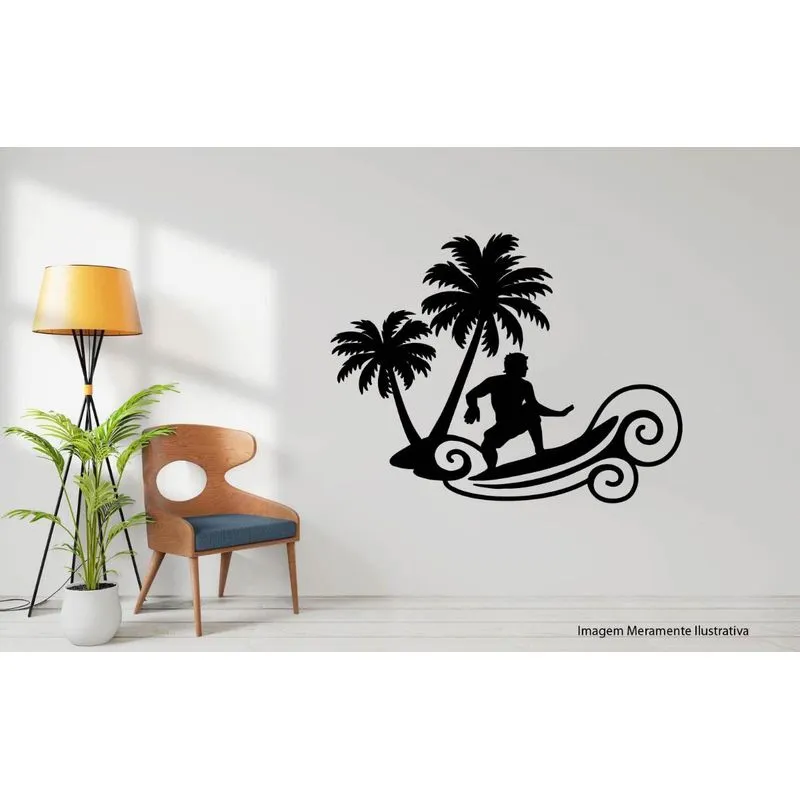 Quadro Surfistas Nas Ondas 29x19 Decorativo Vazado MDF 3mm