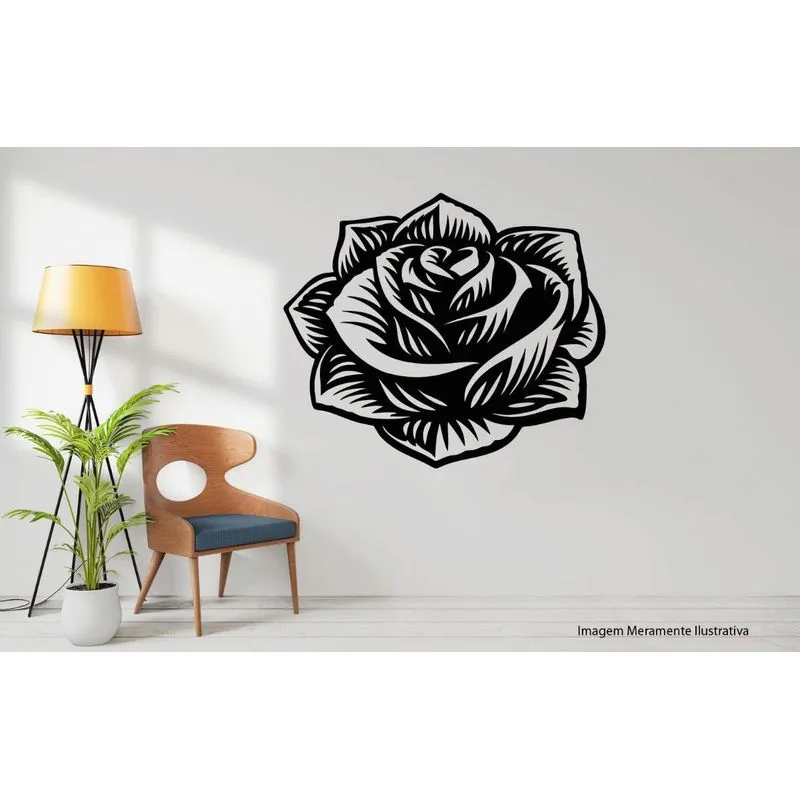 Quadro Rosa Negra 29x25 Decorativo Vazado Sala MDF 3mm