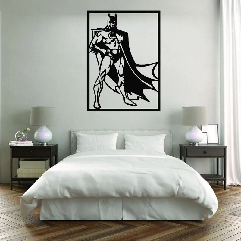 Quadro Batman Heróis 41x29 Decorativo Vazado Quarto MDF 3mm