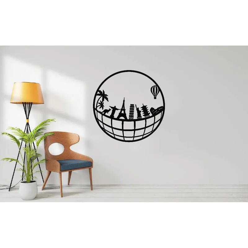 Quadro Maravilhas do Mundo 29x29 Decorativo Vazado MDF 3mm
