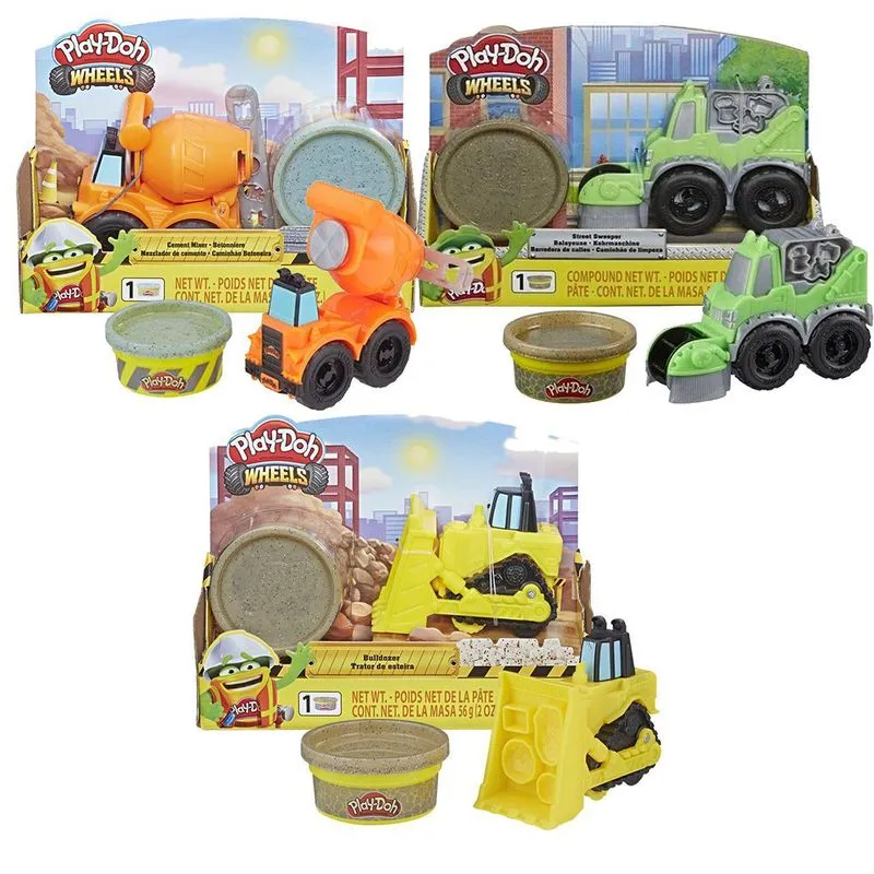 Kit 3 Carrinho Play Doh Wheels Betoneira + 3 Massinha Hasbro