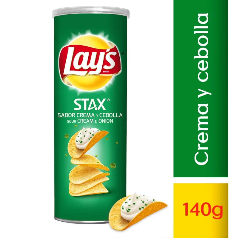Papas Fritas, Lay´s, Stax, Crema Y Cebolla, 140g Papas Fritas Stax Queso Crema Y Cebolla 140 Gr
