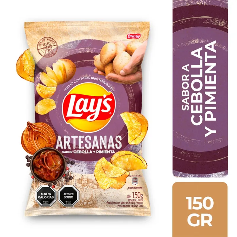 Papas Fritas Lay's Artesanas Cebolla y Pimienta 150 g
