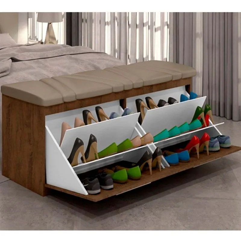 CALÇADEIRA SAPATERIA NEW MILLE 140 CM CASTANHO SUEDE BEGE