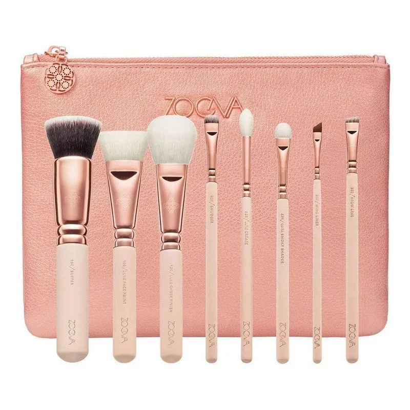 Kit De Pinceis Para Maquiagem Com Bolsa 8 Pinceis Mulher