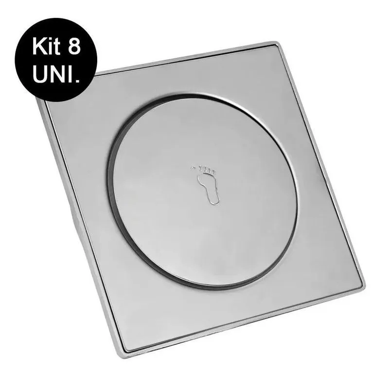 Ralos Click Inteligente Kit 8 Unidades Aço Inox 10x10 Pop Up