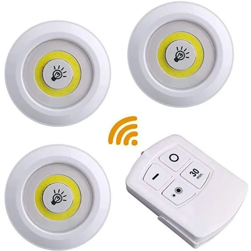 Kit 3 Lampada Luminaria Led Sem Fio Controle Remoto Pilha