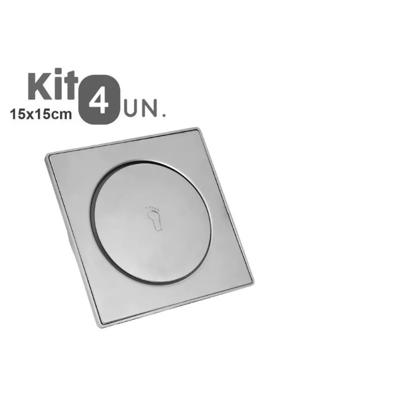 Kit 4 Ralos Click Inteligente Aço Inox Pop Up Banheiro Lavabo Casa 15x15