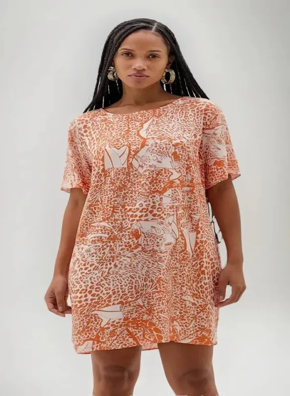Vestido Estampado Tam Gg Laranja Florido Gg