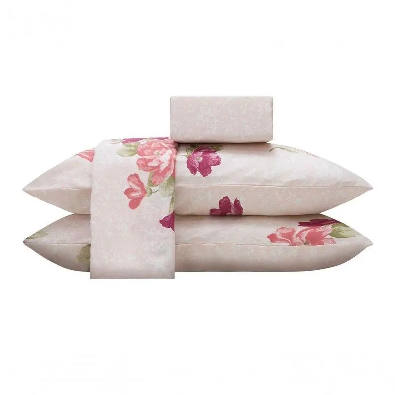 Jogo de Lençol Elástico Casal Padrão Cama Box 4Pçs Perla