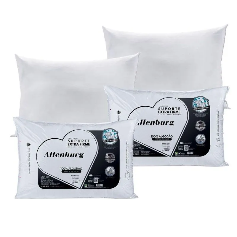 Kit 2 Travesseiros Suporte Extra Firme Altenburg