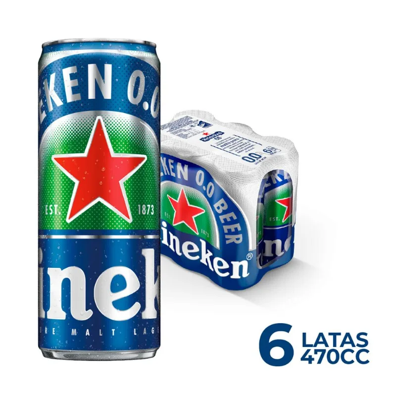 Pack 6 un. Cerveza Heineken Cero Lager Sin Alcohol 470 cc