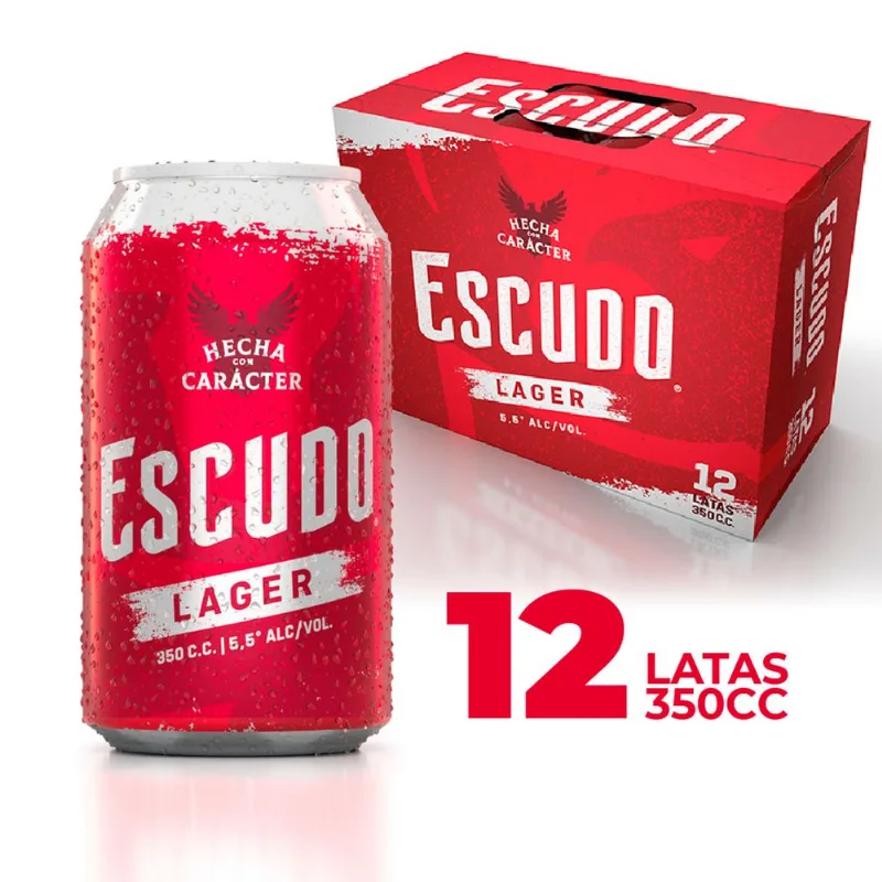 Pack 12 un. Cerveza Escudo Lager 4.6° 350 cc