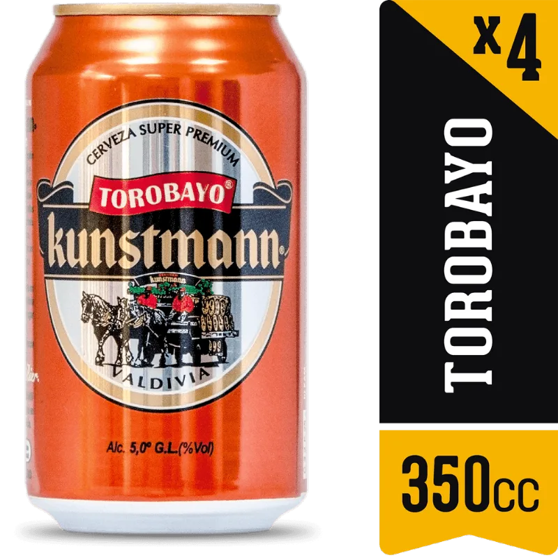 Pack 4 un. Cerveza Kunstmann Torobayo Botella 350 cc