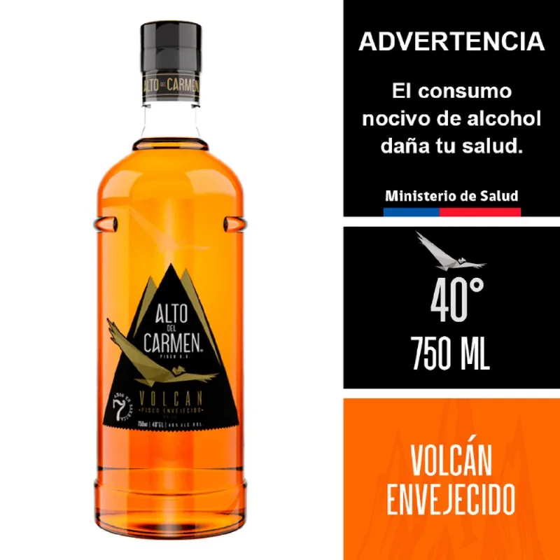 Pisco Alto del Carmen Volcan 40° 750 cc