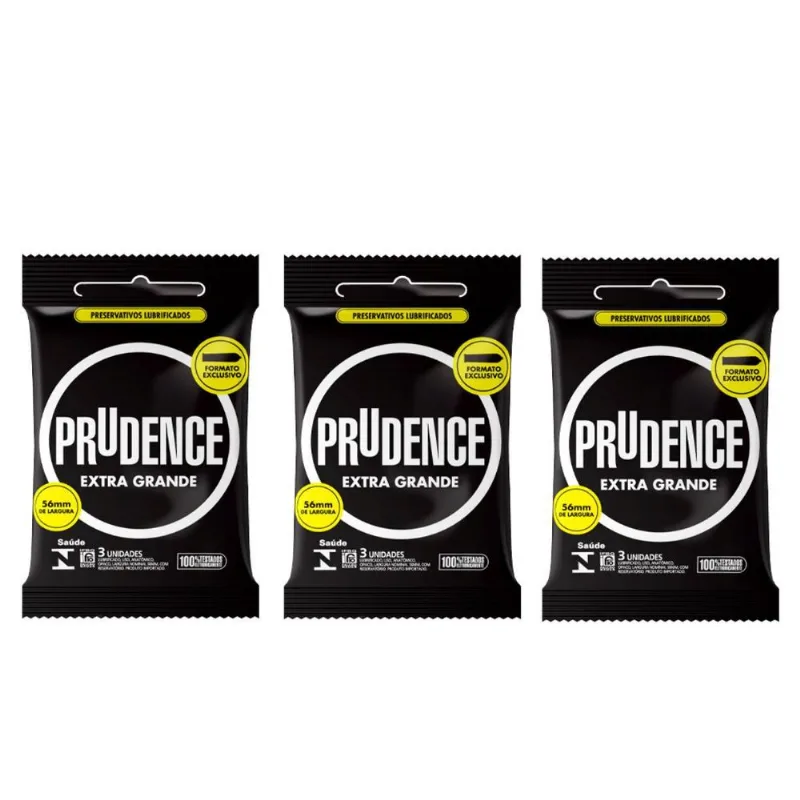 Camisinha Preservativo 56mm Extra Grande Prudence 9 Unidades