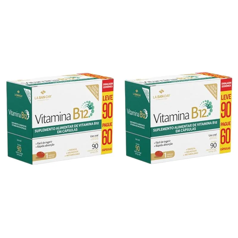 Kit 2 Caixas Vitamina B12 750mg 90 Cápsulas Softgel La