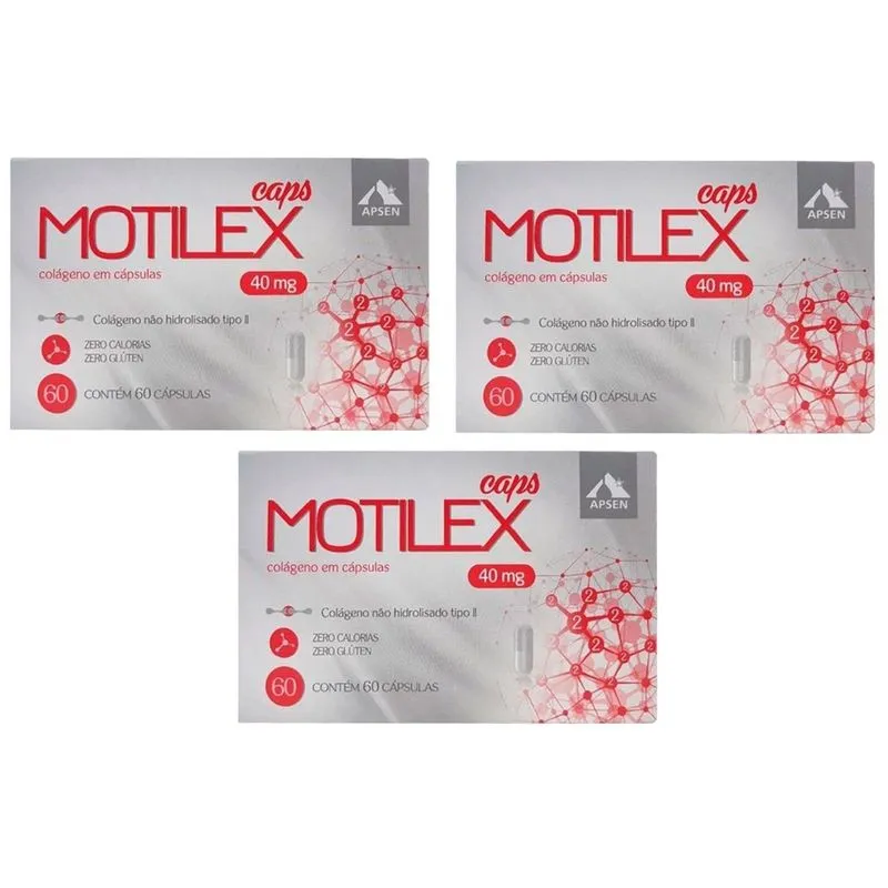 Kit 3 Caixas Motilex Colágeno Tipo Ii 40Mg Com 60 Cápsulas