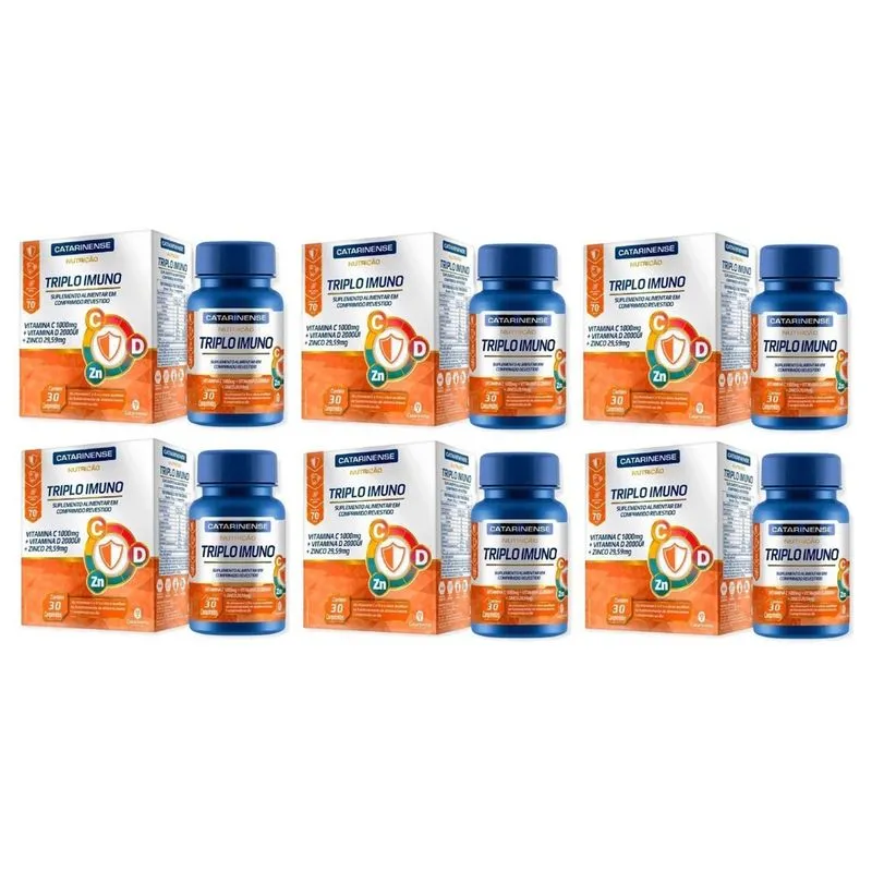 Kit 6 Caixas Triplo Imuno Vitamina C 1000Mg + Vitamina D