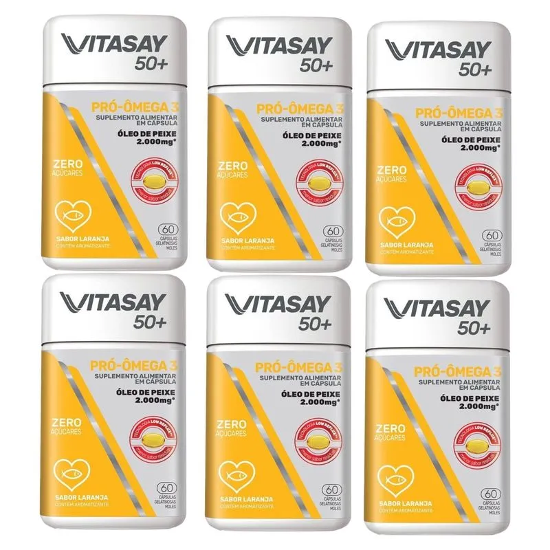 Combo 6 Caixas Vitasay 50+ Pró-ômega 3 60 Cápsulas