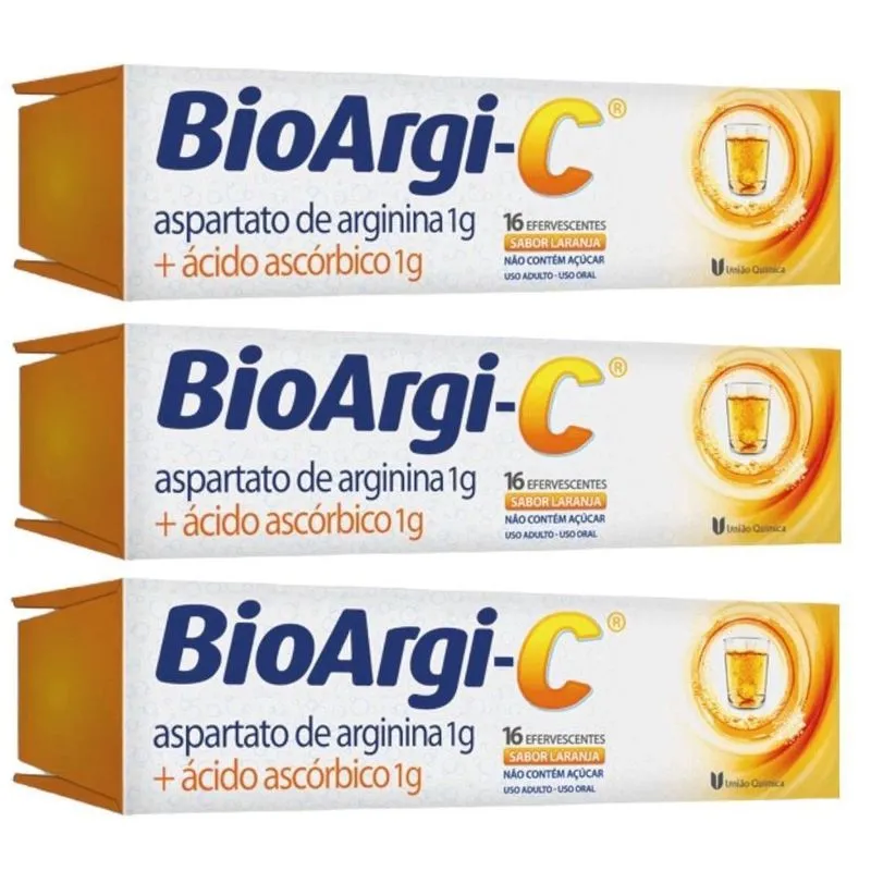 Kit 3 Unidades Bioargi C 16 Comprimidos Efervescentes