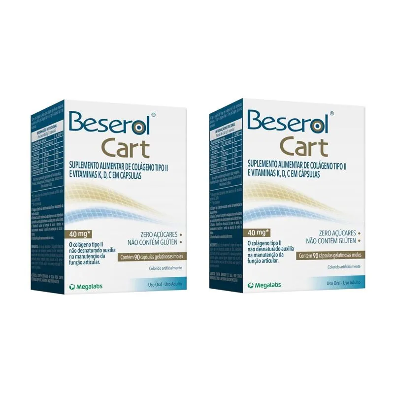 Kit 2 Caixas Beserol Cart 40mg 90 Cápsulas Gel Moles