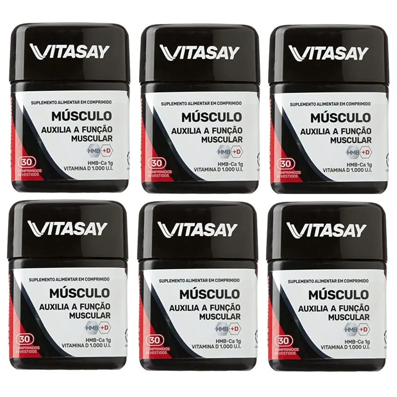 Kit 6 Un.suplemento Alimentar Vitasay Musculo 30 Comprimidos