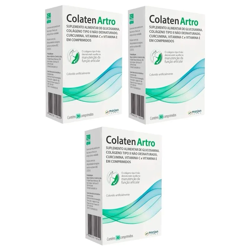 Kit 3 Caixas Colaten Artro 30 Comprimidos Colageno Tipo 2